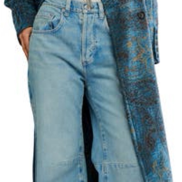 Free People Large Teal and Gold Long Coat - Picture 9 of 10